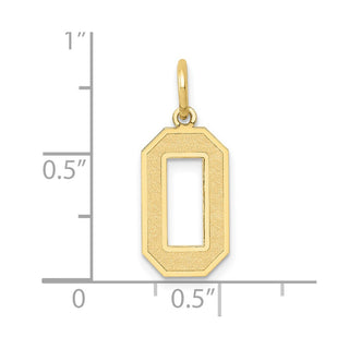 10K Yellow Gold Medium Satin Number 0 Charm