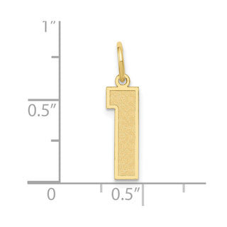 10K Yellow Gold Medium Satin Number 1 Charm