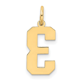 10K Yellow Gold Medium Satin Number 3 Charm