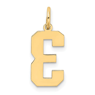 10K Yellow Gold Medium Satin Number 3 Charm