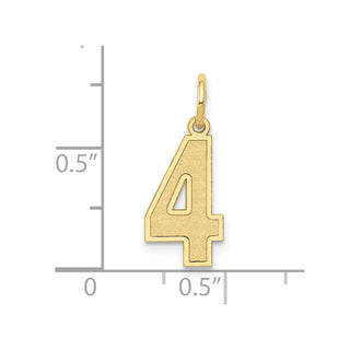 10K Yellow Gold Medium Satin Number 4 Charm