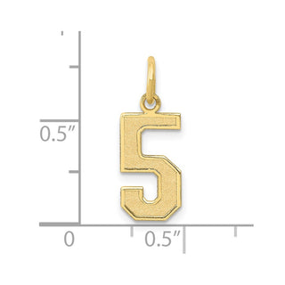 10K Yellow Gold Medium Satin Number 5 Charm