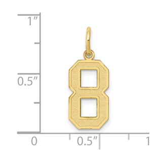 10K Yellow Gold Medium Satin Number 8 Charm
