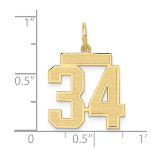 10K Yellow Gold Medium Satin Number 34 Charm