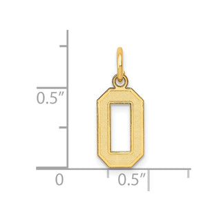 10K Yellow Gold Small Satin Number 0 Charm