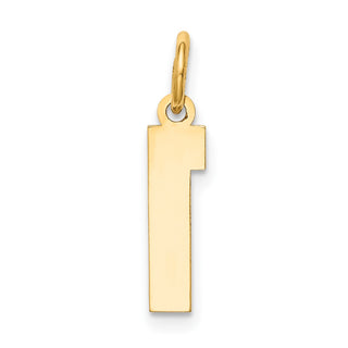 10K Yellow Gold Small Satin Number 1 Charm