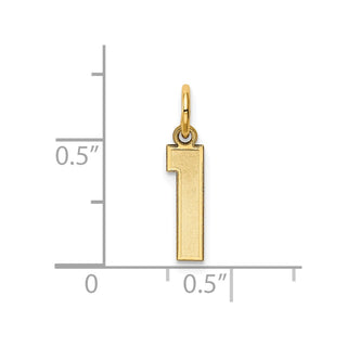 10K Yellow Gold Small Satin Number 1 Charm