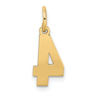 10K Yellow Gold Small Satin Number 4 Charm