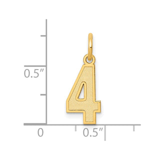 10K Yellow Gold Small Satin Number 4 Charm