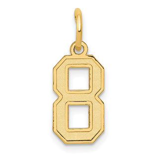 10K Yellow Gold Small Satin Number 8 Charm