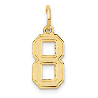 10K Yellow Gold Small Satin Number 8 Charm