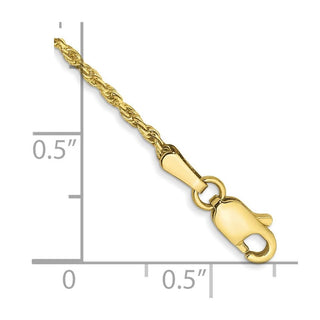 7" 10k Yellow Gold 1.3mm Diamond-cut Machine Made Rope Chain