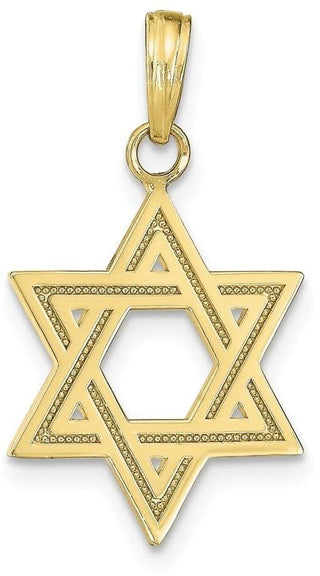 10k Yellow Gold Solid Satin Star Of David Pendant