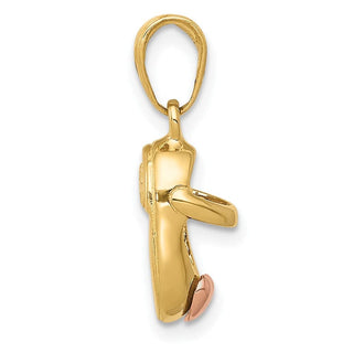 10k Two-tone Gold 3D Baby Shoe Charm