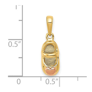 10k Two-tone Gold 3D Baby Shoe Charm