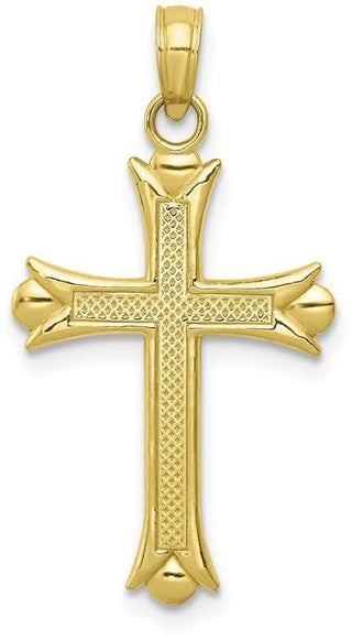10k Yellow Gold Fleur De Lis Cross Pendant 10M1849