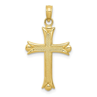 10k Yellow Gold Fleur De Lis Cross Pendant 10M1849