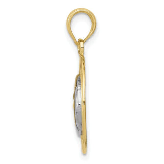 10k Yellow Gold with Rhodium-Plating Sun and Moon Pendant