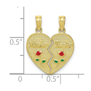 10k Yellow Gold Enameled Mother - Daughter Pendant