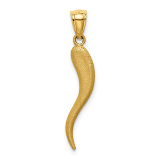 10K Yellow Gold Solid Diamond-cut Italian Horn Charm