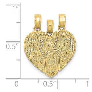 10k Yellow Gold Break-Apart Big Sis, Mom, Lil Sis Pendant