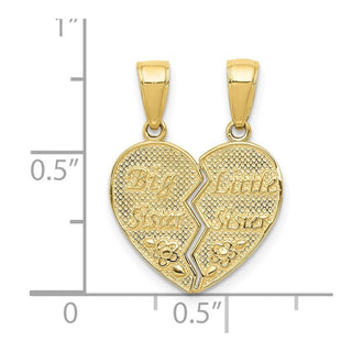 10K Yellow Gold Big Sister/Little Sister Break-apart Charm