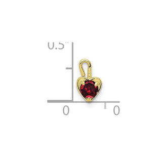 10k Yellow Gold January Simulated Birthstone Heart Charm