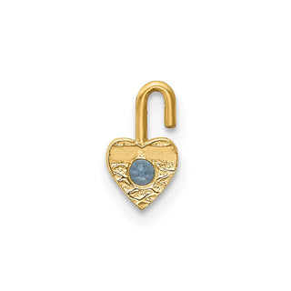 10k Yellow Gold March Simulated Birthstone Heart Charm