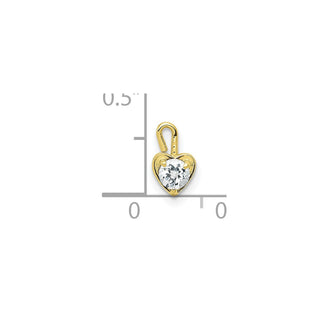 10k Yellow Gold April Simulated Birthstone Heart Charm