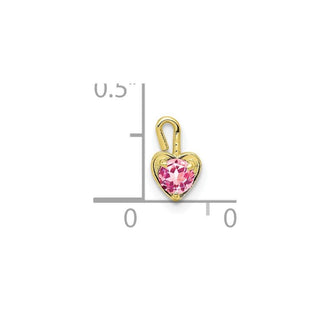 10k Yellow Gold October Simulated Birthstone Heart Charm
