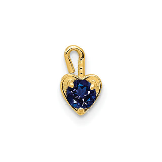10k Yellow Gold September Simulated Birthstone Heart Charm