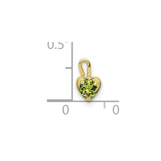 10k Yellow Gold August Simulated Birthstone Heart Charm