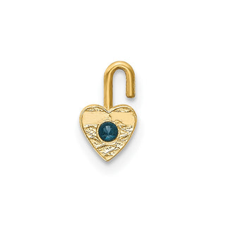10k Yellow Gold December Simulated Birthstone Heart Charm