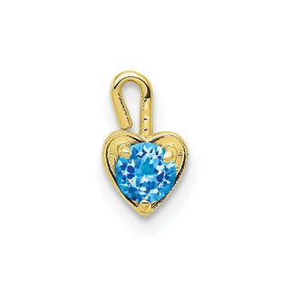 10k Yellow Gold December Simulated Birthstone Heart Charm