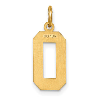 10K Yellow Gold Casted Medium Diamond-cut Number 0 Charm