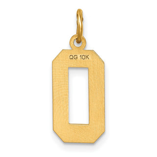 10K Yellow Gold Casted Medium Diamond-cut Number 0 Charm