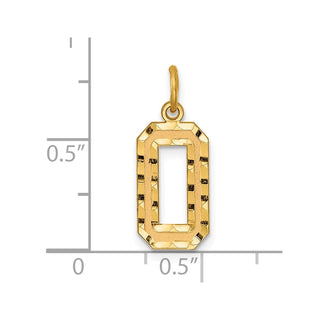 10K Yellow Gold Casted Medium Diamond-cut Number 0 Charm