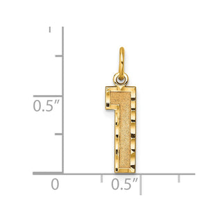 10K Yellow Gold Casted Medium Diamond-cut Number 1 Charm