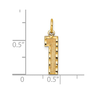 10K Yellow Gold Casted Medium Diamond-cut Number 1 Charm