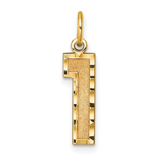 10K Yellow Gold Casted Medium Diamond-cut Number 1 Charm