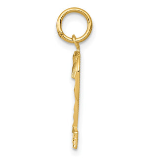 10K Yellow Gold Casted Medium Diamond-cut Number 2 Charm