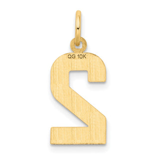 10K Yellow Gold Casted Medium Diamond-cut Number 2 Charm