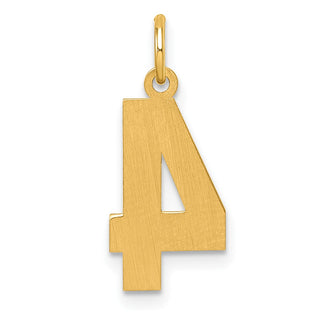 10K Yellow Gold Casted Medium Diamond-cut Number 4 Charm