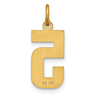 10K Yellow Gold Casted Medium Diamond-cut Number 5 Charm