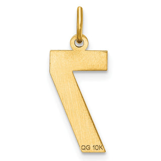 10K Yellow Gold Casted Medium Diamond-cut Number 7 Charm