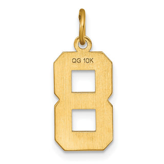 10K Yellow Gold Casted Medium Diamond-cut Number 8 Charm