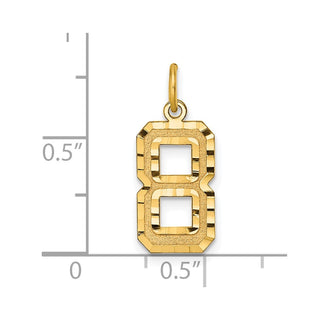 10K Yellow Gold Casted Medium Diamond-cut Number 8 Charm