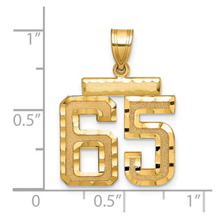 10k Yellow Gold Medium Diamond-cut Number 65 Pendant