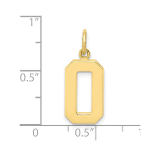 10K Yellow Gold Casted Medium Polished Number 0 Charm