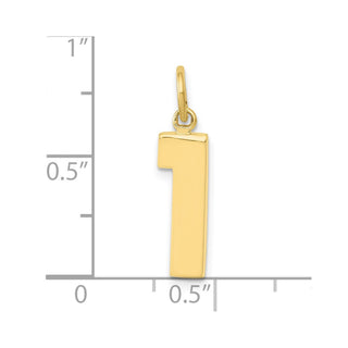 10K Yellow Gold Casted Medium Polished Number 1 Charm